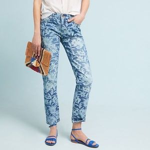 Pilcro Mid-Rise Slim Boyfriend Floral Jeans